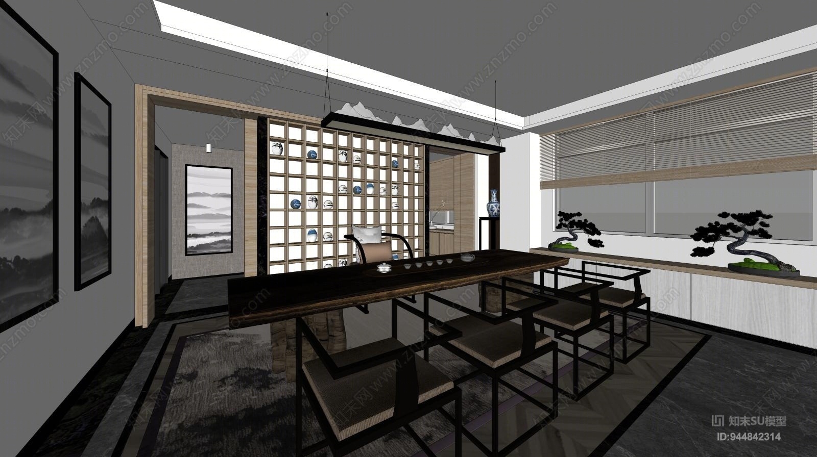 中式茶室SU模型下载【ID:944842314】