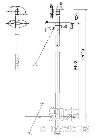 10kv线路电杆大样图cad施工图下载【ID:167090198】