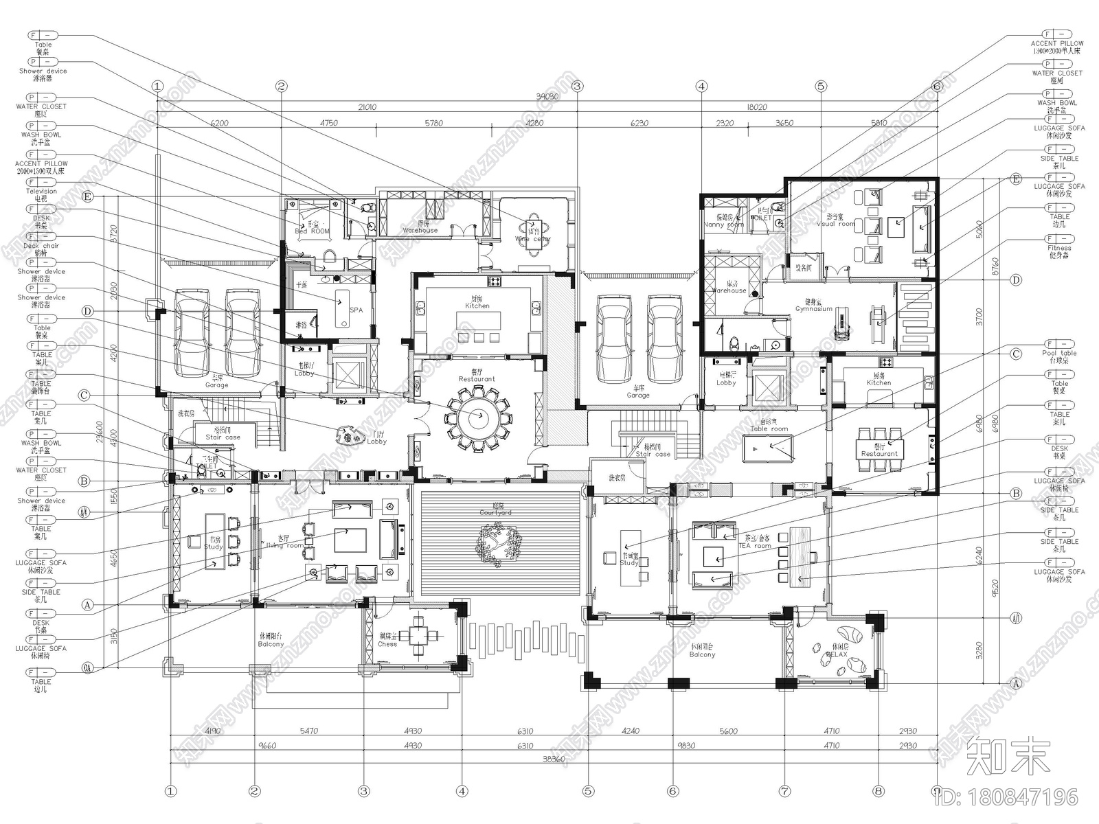 [江西]2000m²新中式三层七居别墅装修施工图cad施工图下载【ID:180847196】