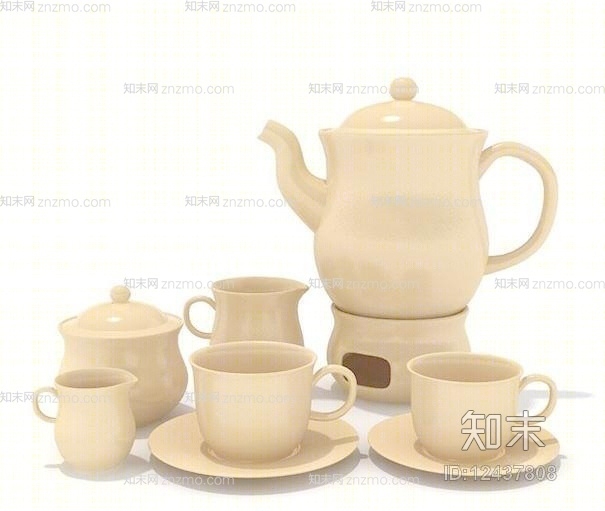 茶壶茶杯组合53D模型下载【ID:12437808】