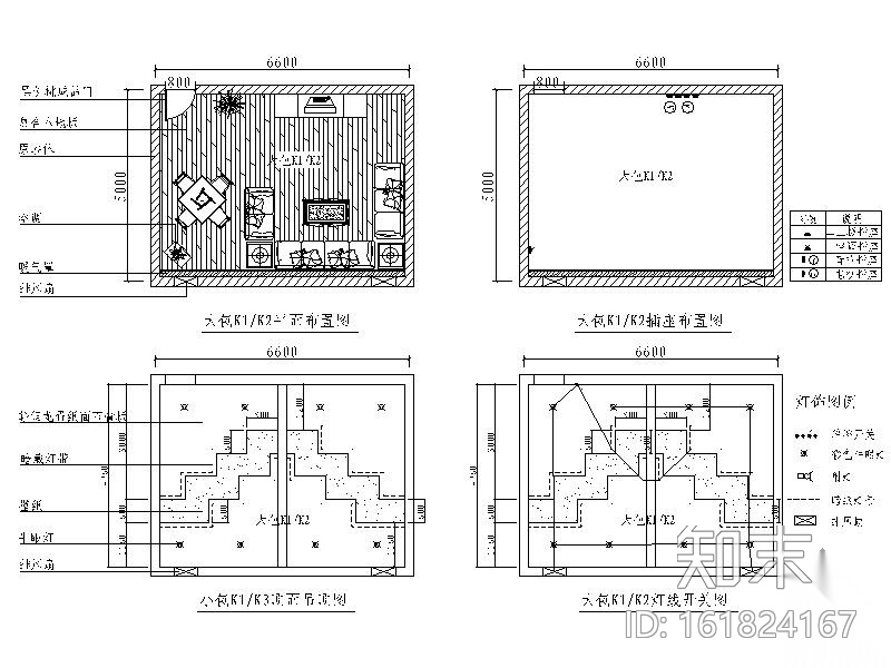 316㎡KTV包房室内装修图cad施工图下载【ID:161824167】