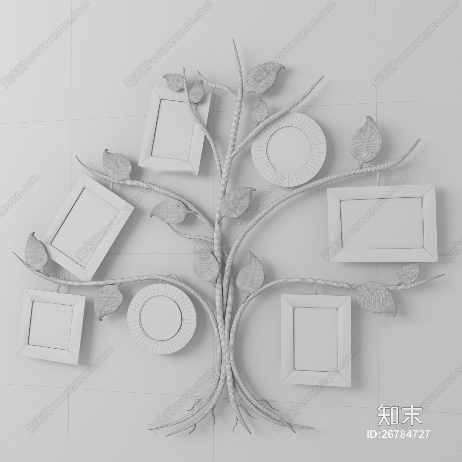现代树形挂画相框组合3D模型下载【ID:26784727】