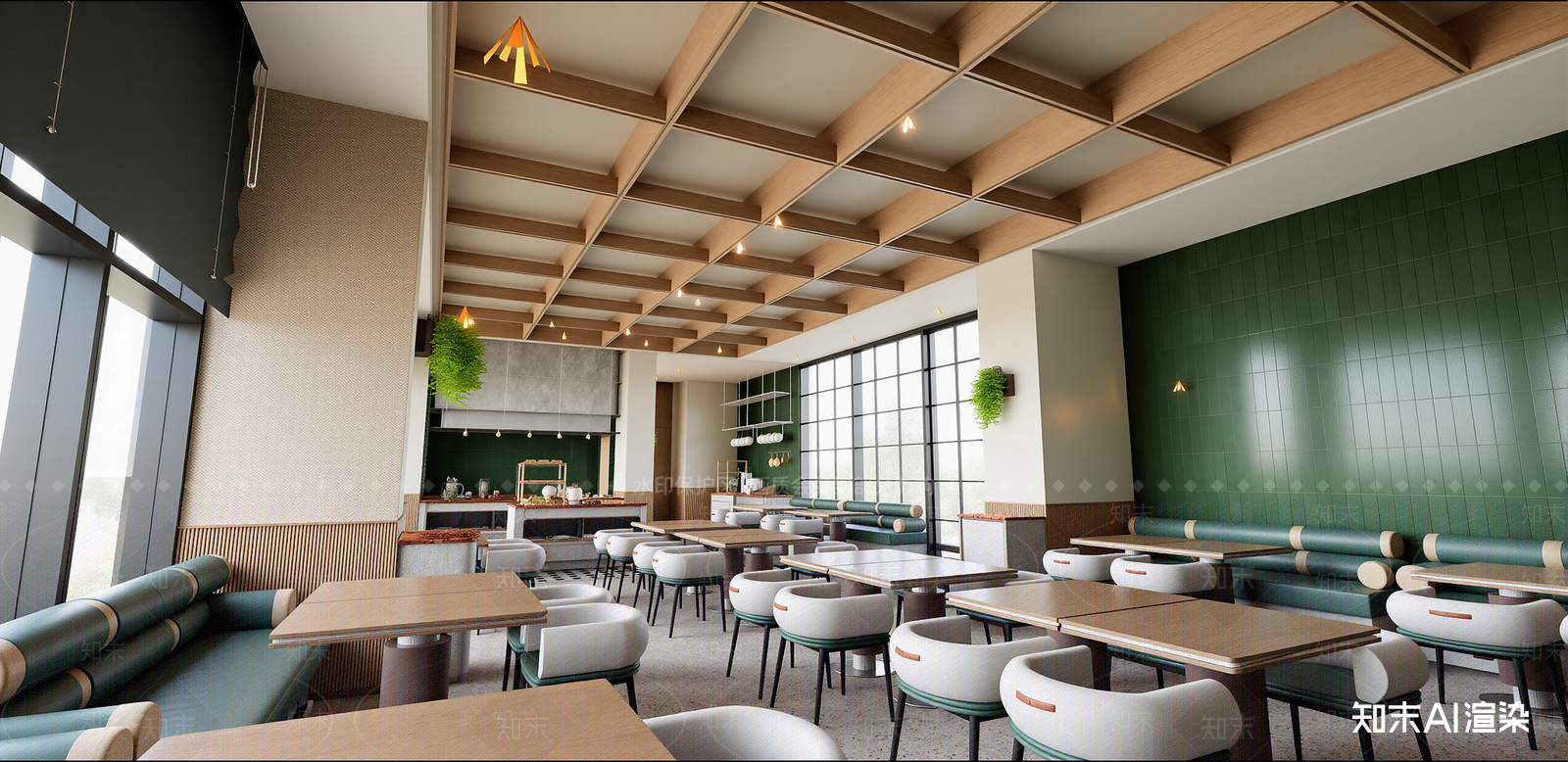 现代自助餐厅SU模型精品下载_SketchUp模型_知末网