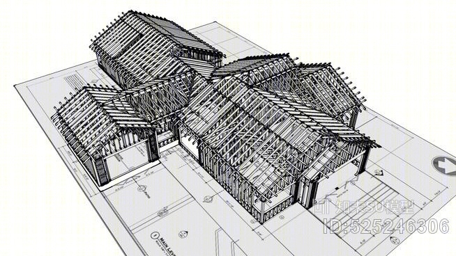 框架研究-高端住宅SU模型下载【ID:525246306】