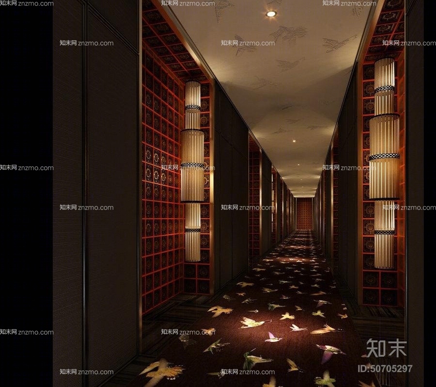 新中式玻璃壁灯3D模型下载【ID:50705297】