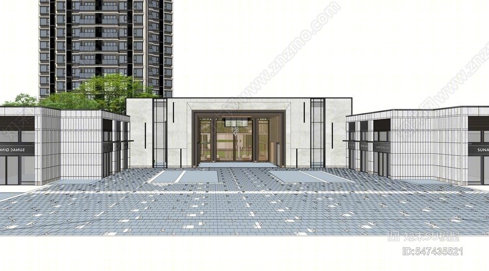 现代示范区景观SU模型下载【ID:547435521】