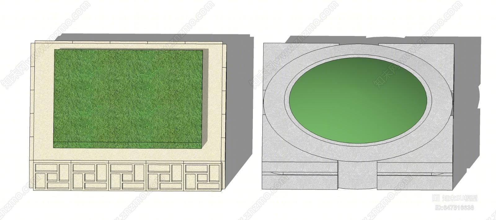 现代方形树池SU模型下载【ID:647516638】