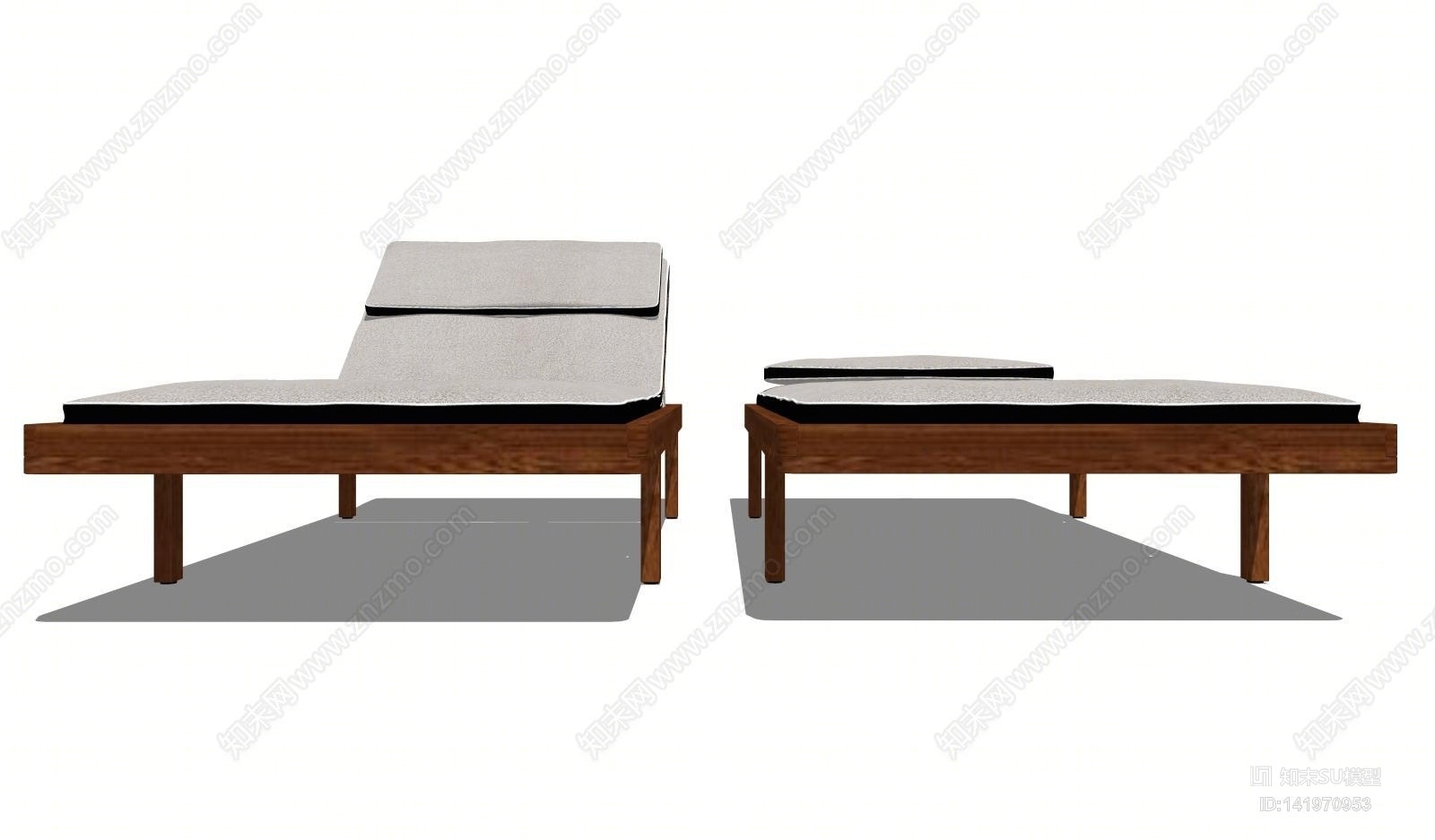 中式单人床SU模型下载【ID:141970953】