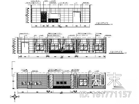 星级酒店现代中式风餐厅室内装修图（含效果）cad施工图下载【ID:161771157】