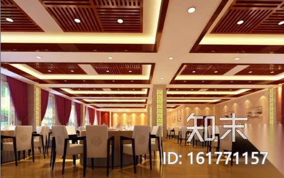 星级酒店现代中式风餐厅室内装修图（含效果）cad施工图下载【ID:161771157】