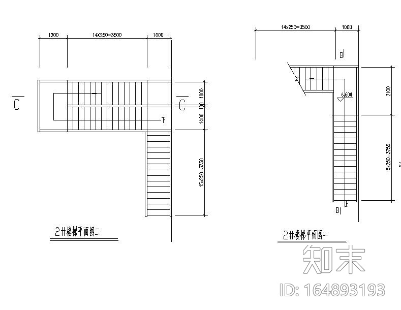 简单式钢结构楼梯平面立面剖面图施工图下载【ID:164893193】
