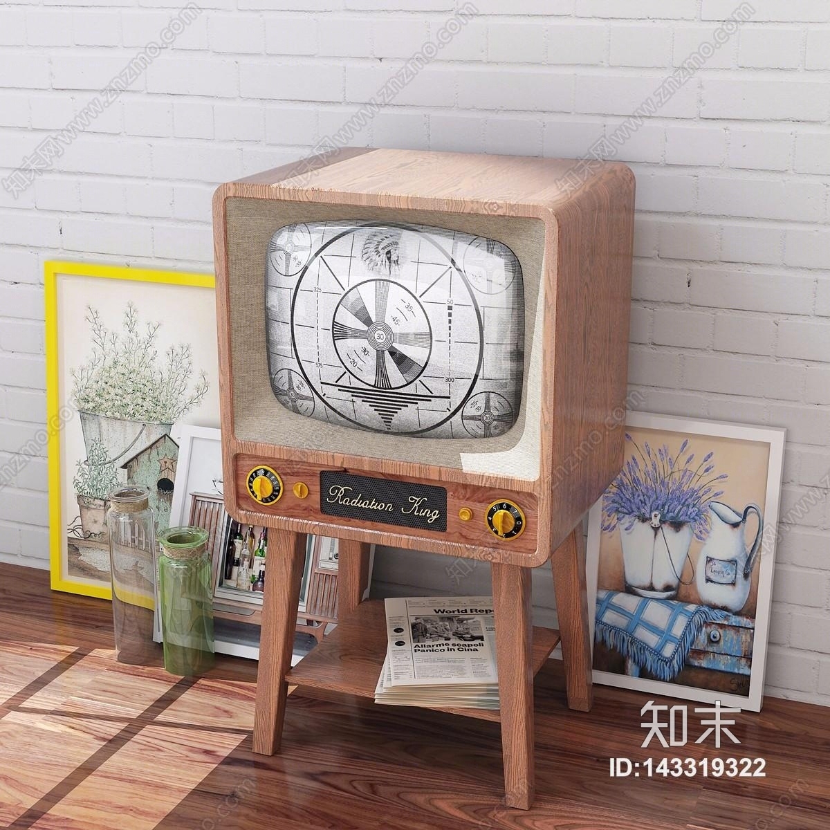 现代风格黑白电视机3D模型下载【ID:143319322】