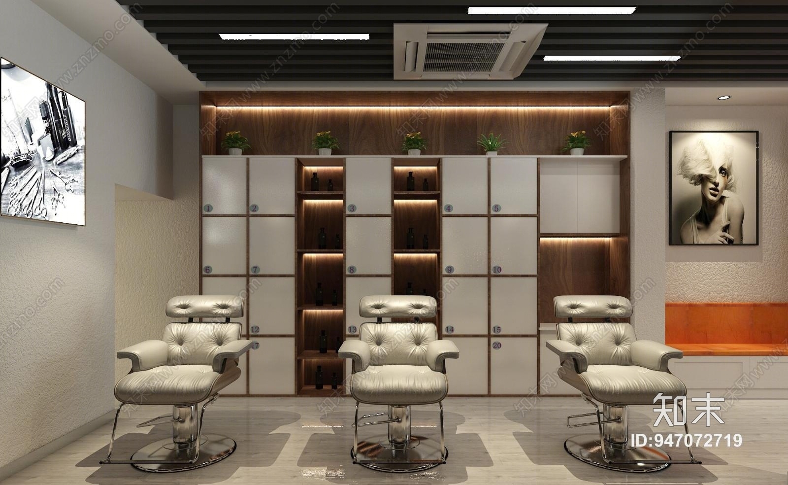 现代时尚美发店3D模型下载【ID:947072719】