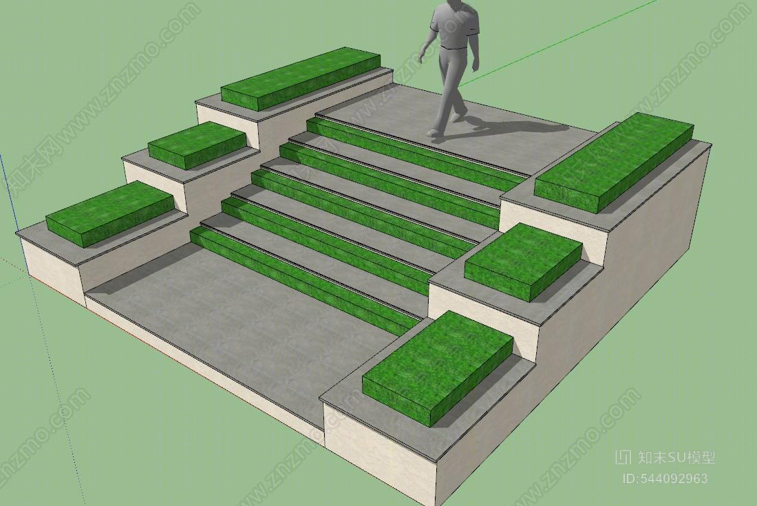 现代绿植楼梯SU模型下载【ID:544092963】