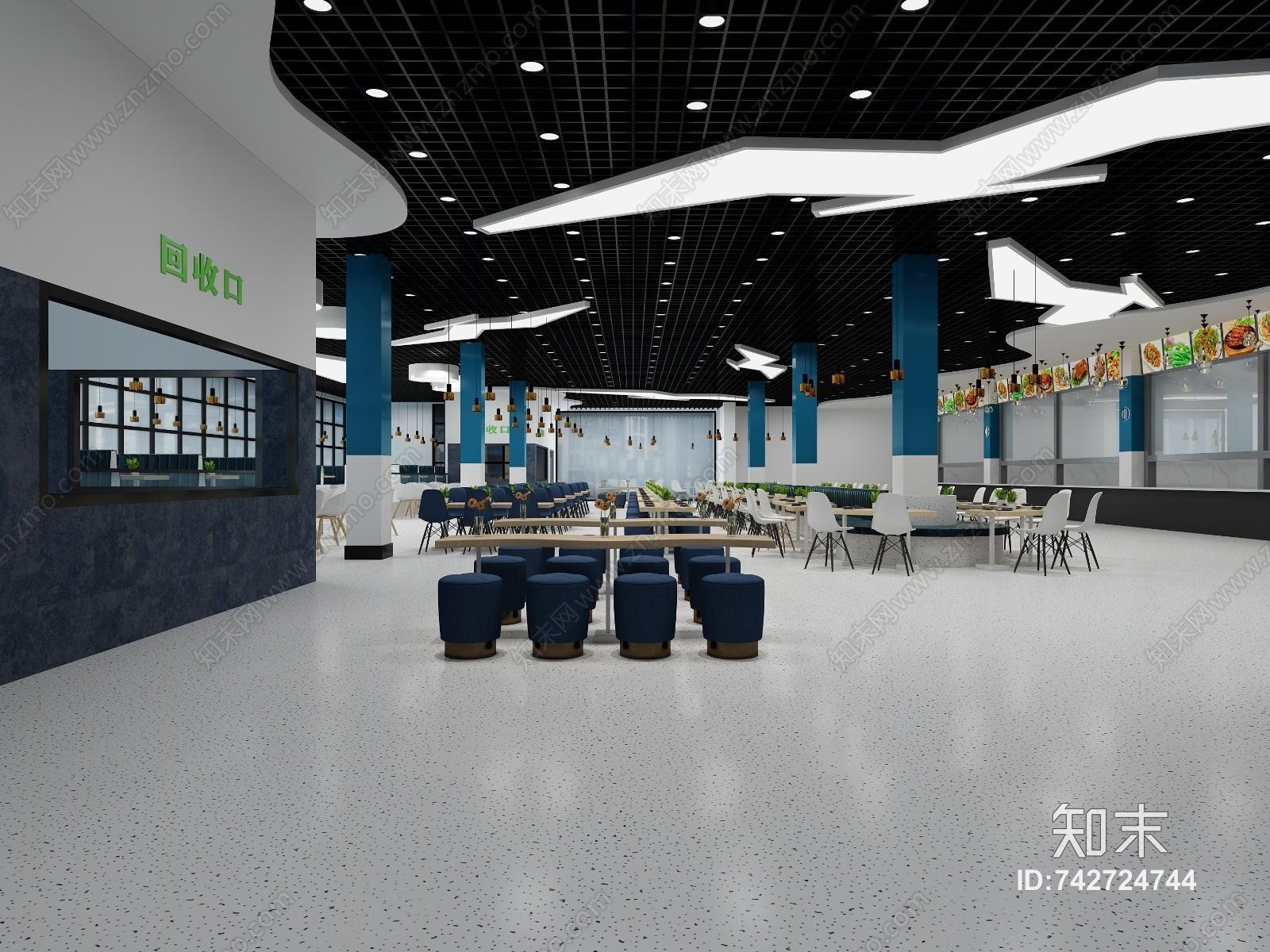 现代食堂3D模型下载【ID:742724744】