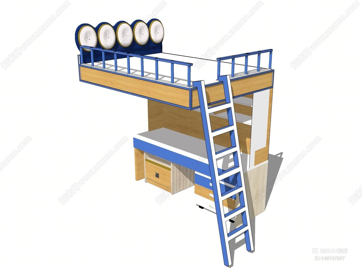 现代风格上下床SU模型下载【ID:148747837】