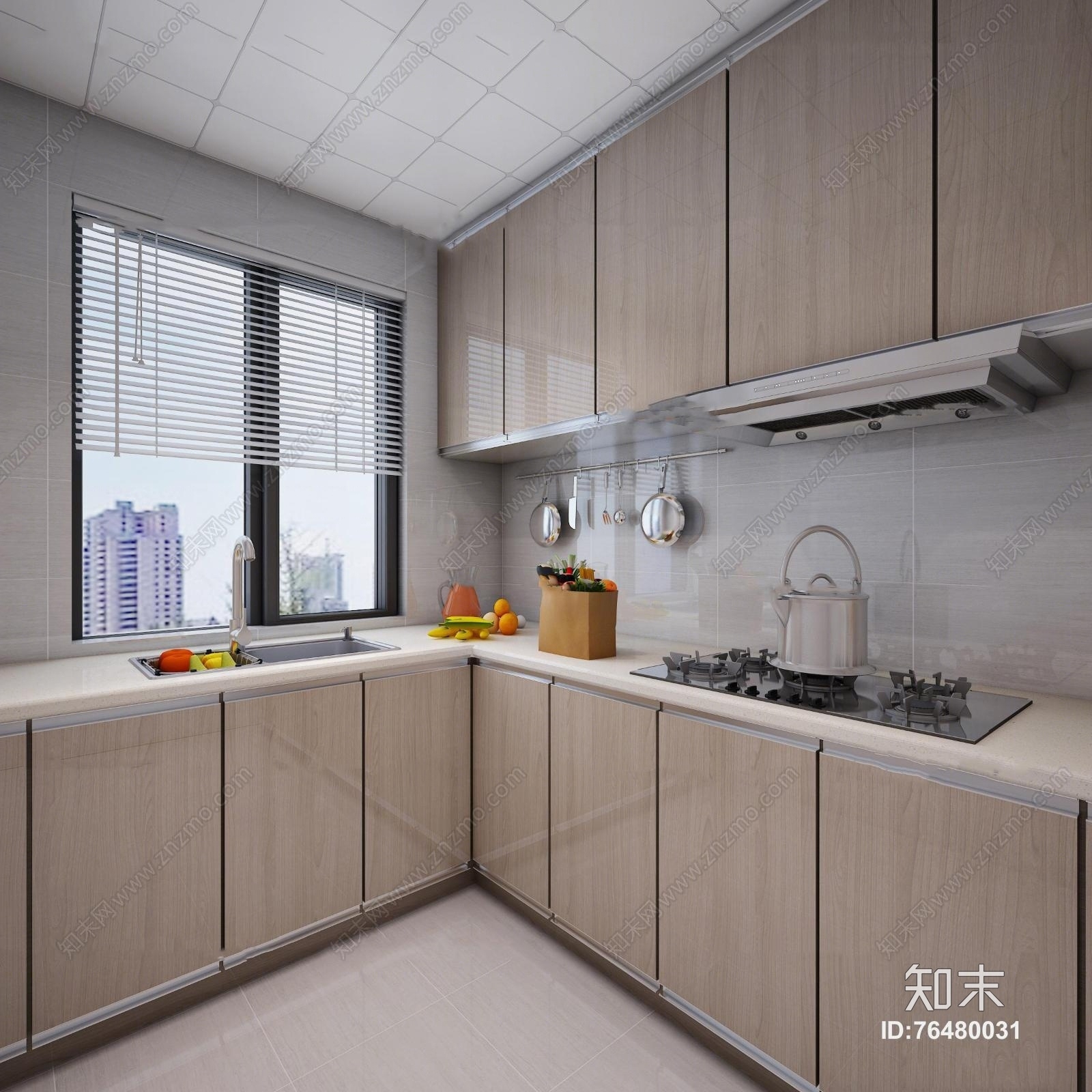 现代厨房橱柜3D模型下载【ID:76480031】