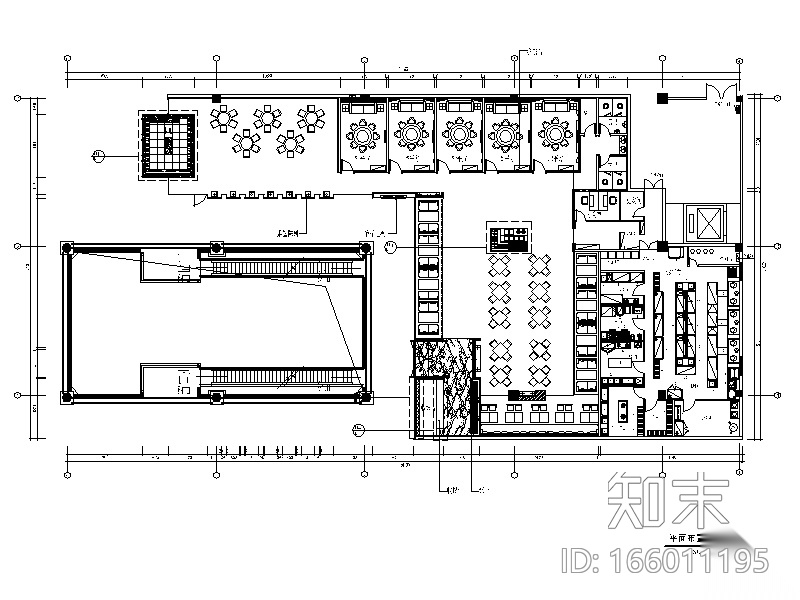 万象城某混搭风格餐厅设计CAD施工图（含效果图）cad施工图下载【ID:166011195】