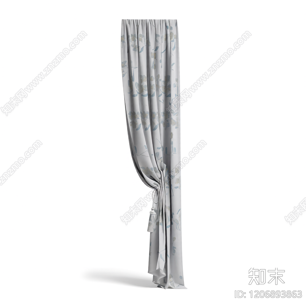 花卉图案窗帘3D模型下载【ID:1206893863】