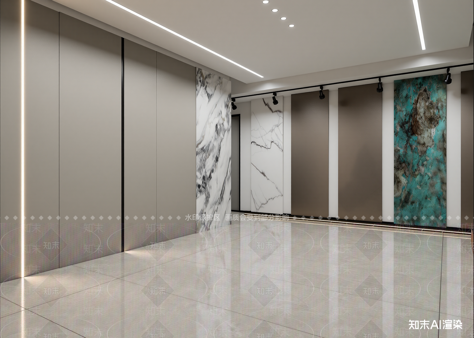 现代瓷砖展厅3D模型渲染效果图