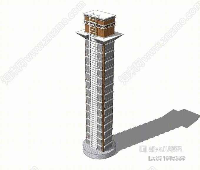 中式水塔SU模型下载【ID:531085359】