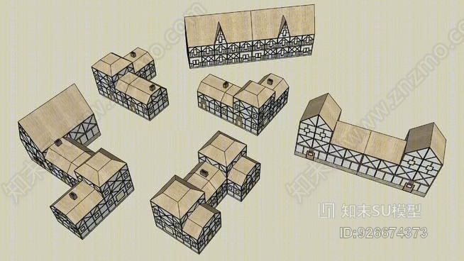 即时城市：建筑组合SU模型下载【ID:926674373】