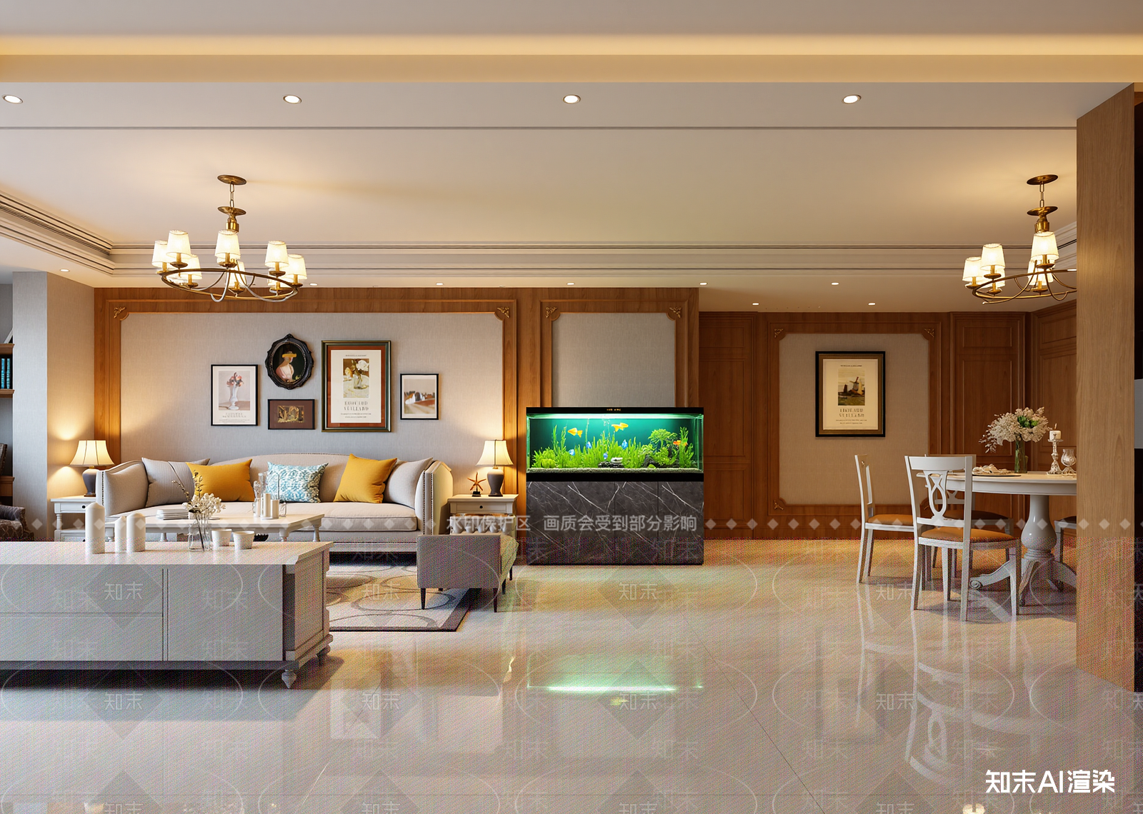 美式客餐厅3D模型下载【ID:1215047939】