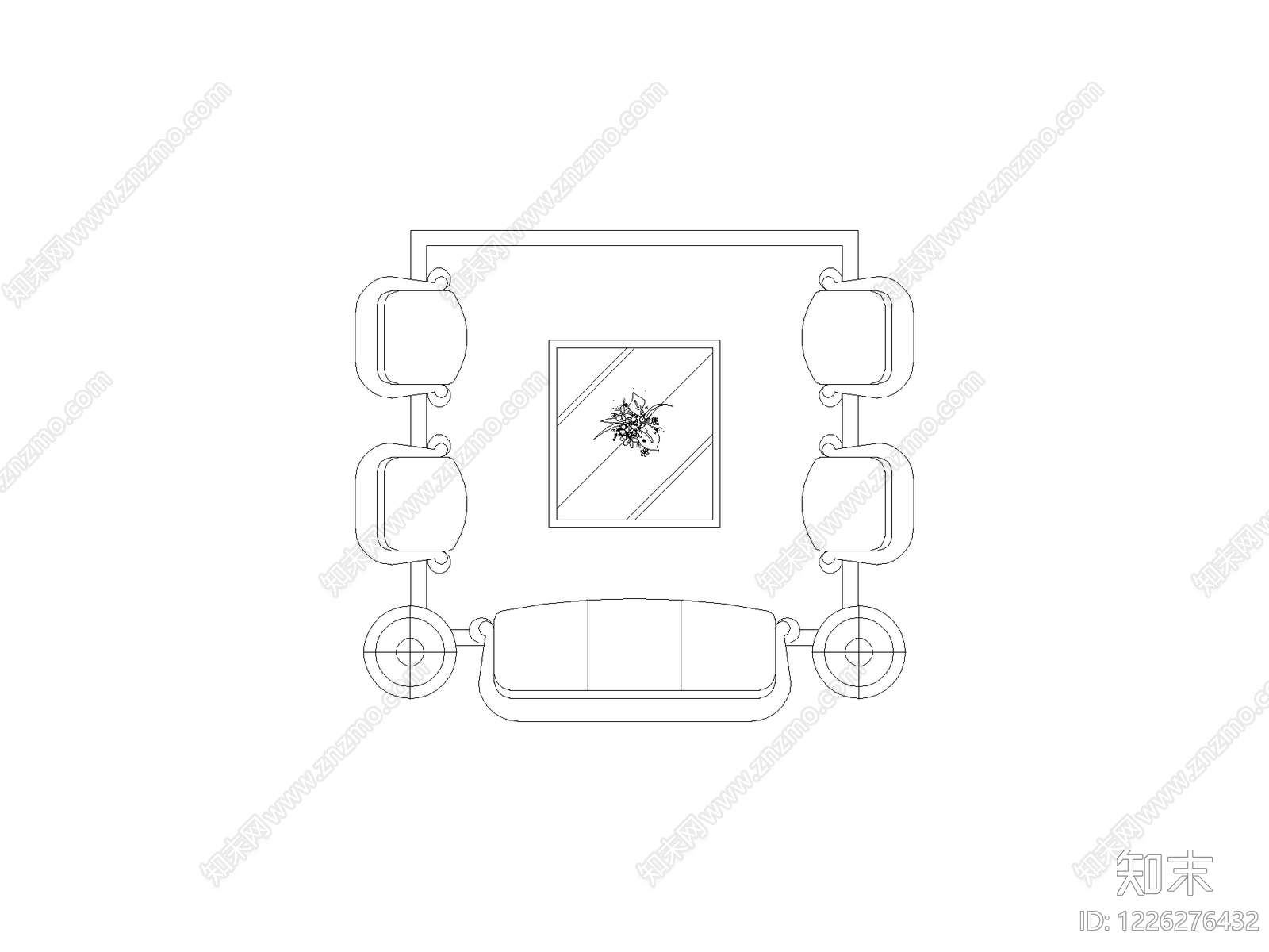 沙发cad施工图下载【ID:1226276432】