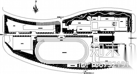 [重庆]某实验学校内环境工程绿化设计平面cad施工图下载【ID:166792191】