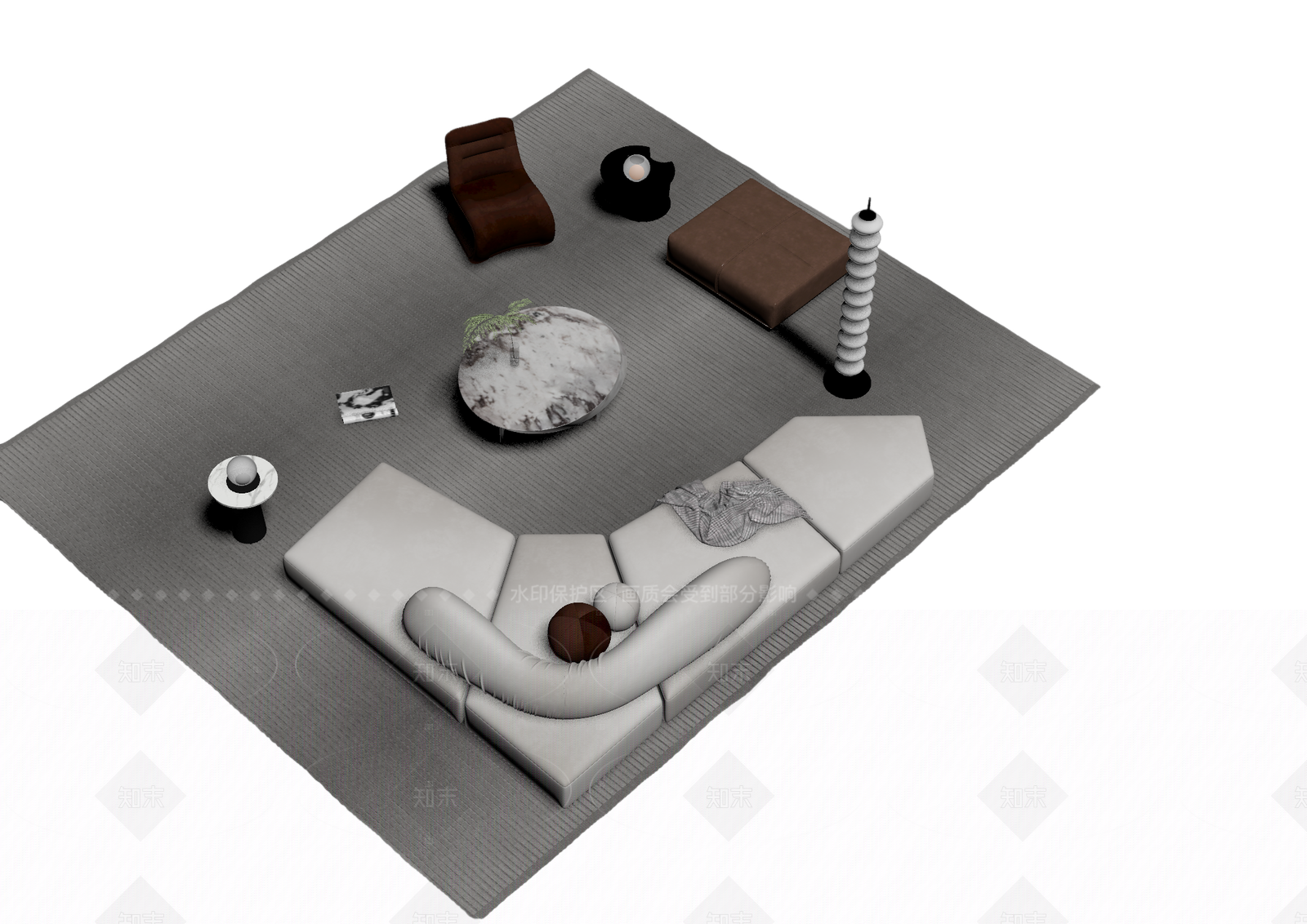 现代简约沙发组合3D模型下载【ID:1205547654】