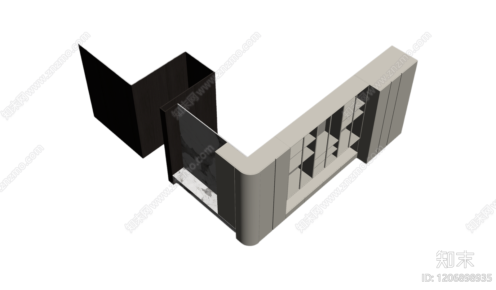 组合式电视墙构件3D模型下载【ID:1206898935】
