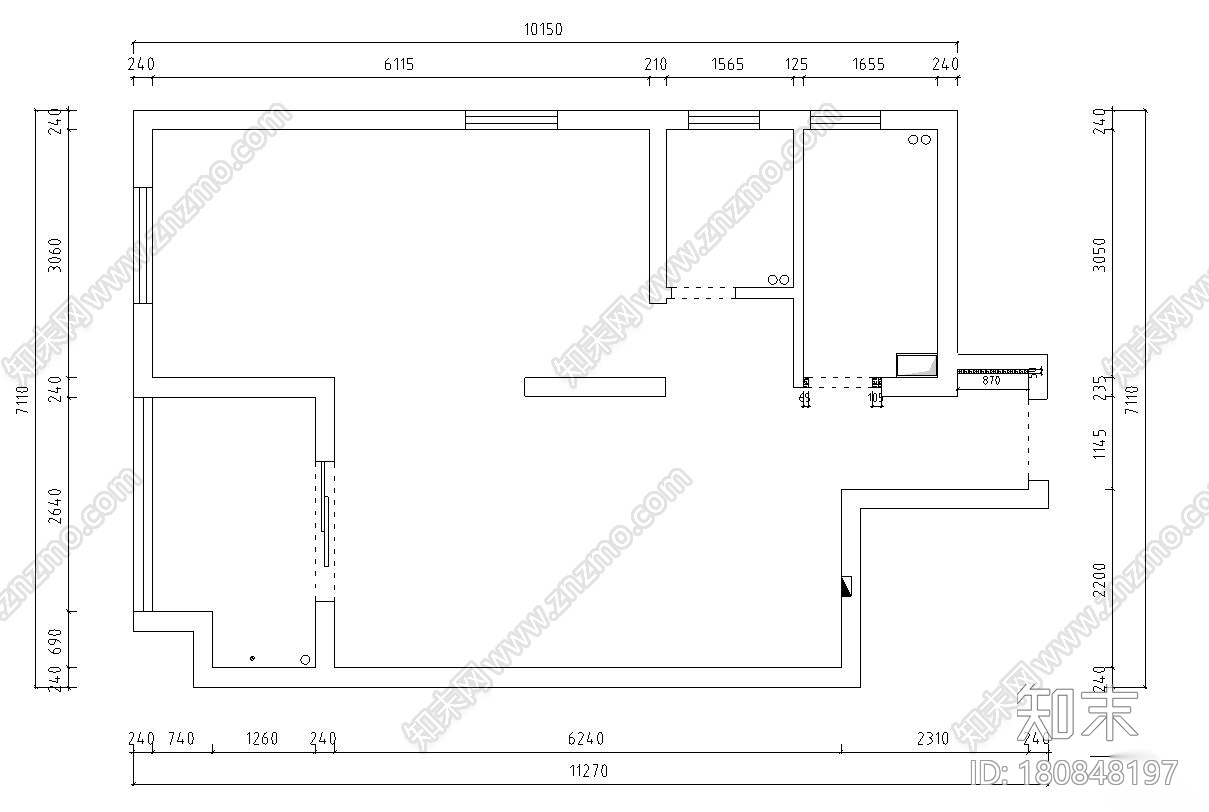 田园风格2室1厅1卫小户型装修施工图设计施工图下载【ID:180848197】