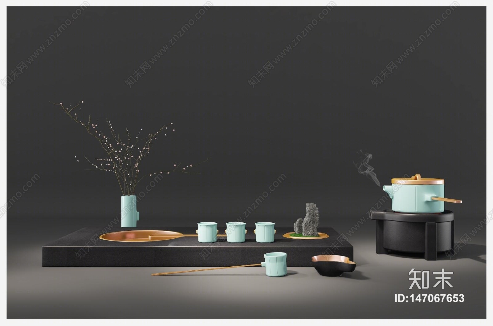 新中式陈设3D模型下载【ID:147067653】