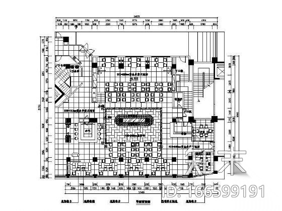 某酒店西餐厅平面设计方案cad施工图下载【ID:166599191】