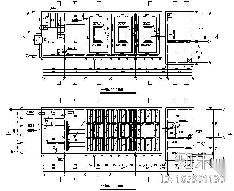 生活污水处理中水回用水施工图(导流曝气生物滤池）cad施工图下载【ID:165961136】