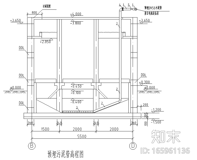 生活污水处理中水回用水施工图(导流曝气生物滤池）cad施工图下载【ID:165961136】