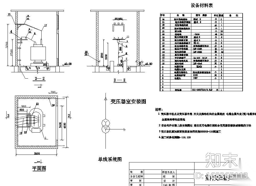 室内变压器安装详图施工图下载【ID:168365113】