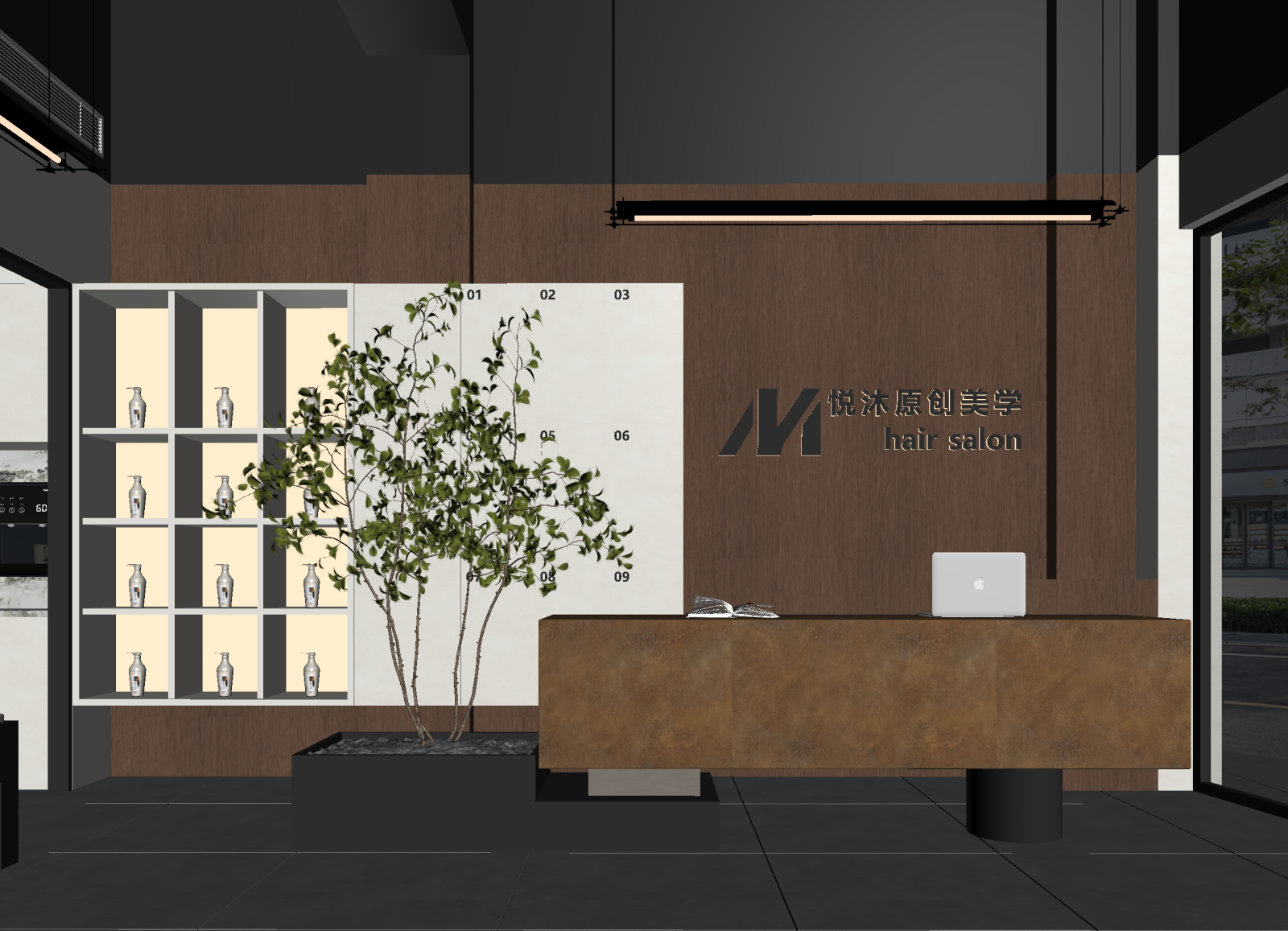极简美发店3D模型下载【ID:1214691489】