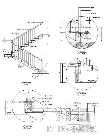 实木楼梯大样图cad施工图下载【ID:165465189】