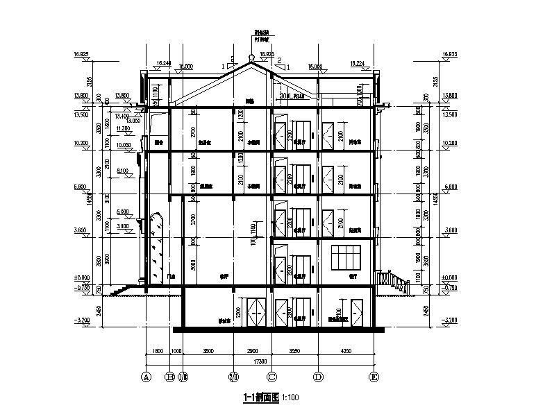 [四川]四层坡屋顶合院式别墅建筑施工图（16年含水暖电...施工图下载【ID:168486168】