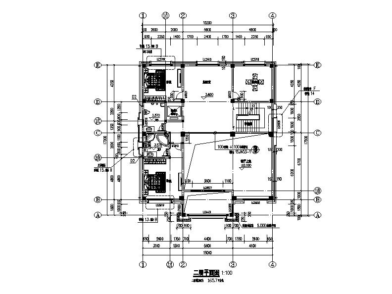 [四川]四层坡屋顶合院式别墅建筑施工图（16年含水暖电...施工图下载【ID:168486168】