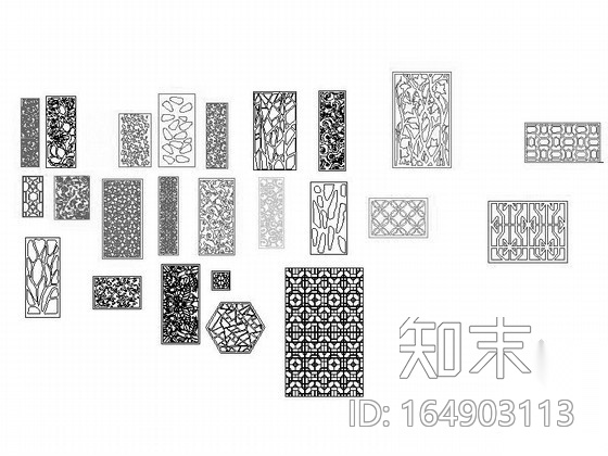 密度板雕花CAD图块下载施工图下载【ID:164903113】