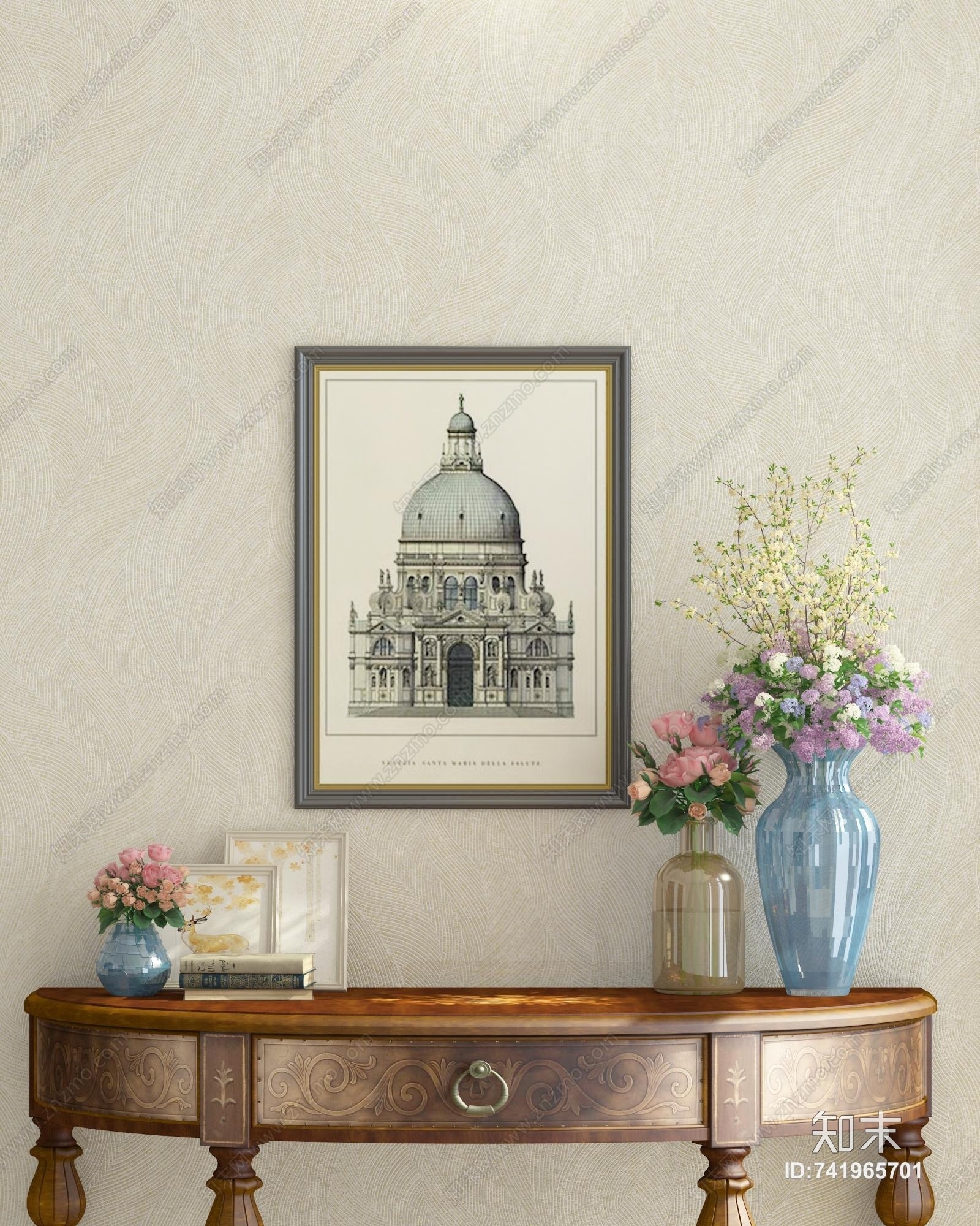 新古典装饰柜装饰品3D模型下载【ID:741965701】