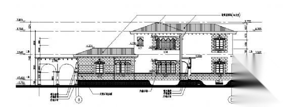 上海某二层高档别墅（E型）建筑施工图cad施工图下载【ID:149922111】