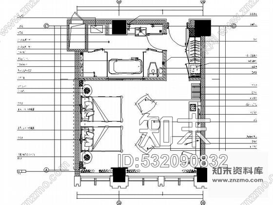 施工图辽宁工业园办公楼标准双人房装修施工图cad施工图下载【ID:532090832】