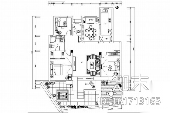 [杭州]高层围合舒适浓郁庭院生活小区田园风格两居室装修...施工图下载【ID:161713165】