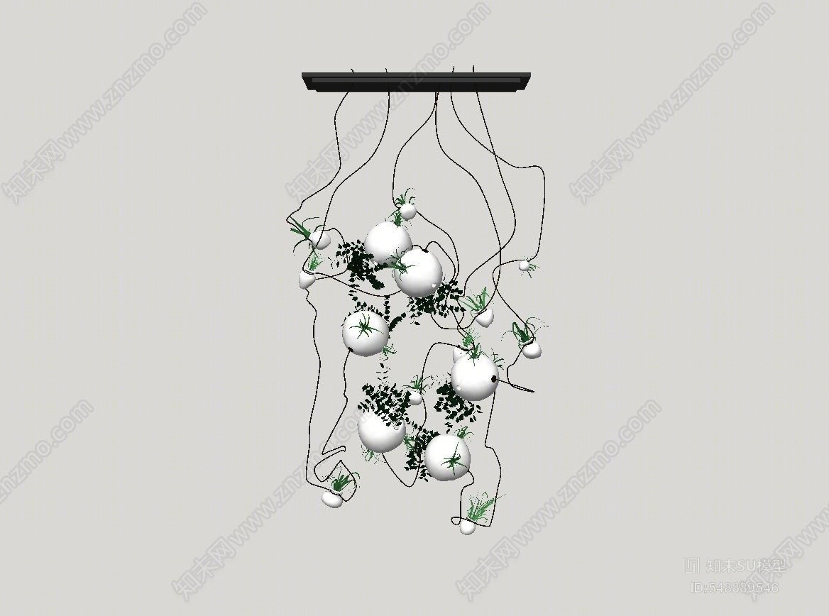 现代风格魔豆吊灯SU模型下载【ID:548889546】