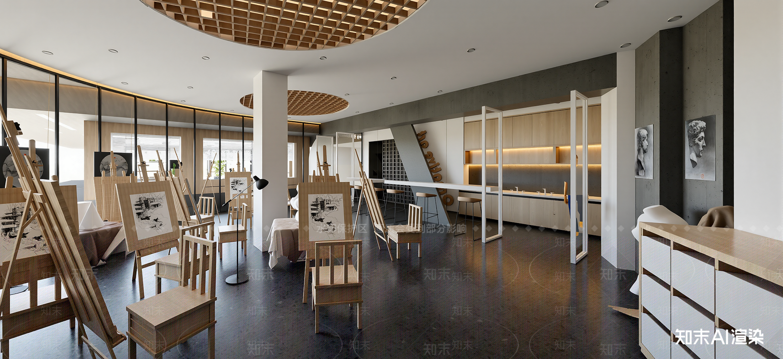 现代艺术展厅SU模型下载【ID:1222130422】