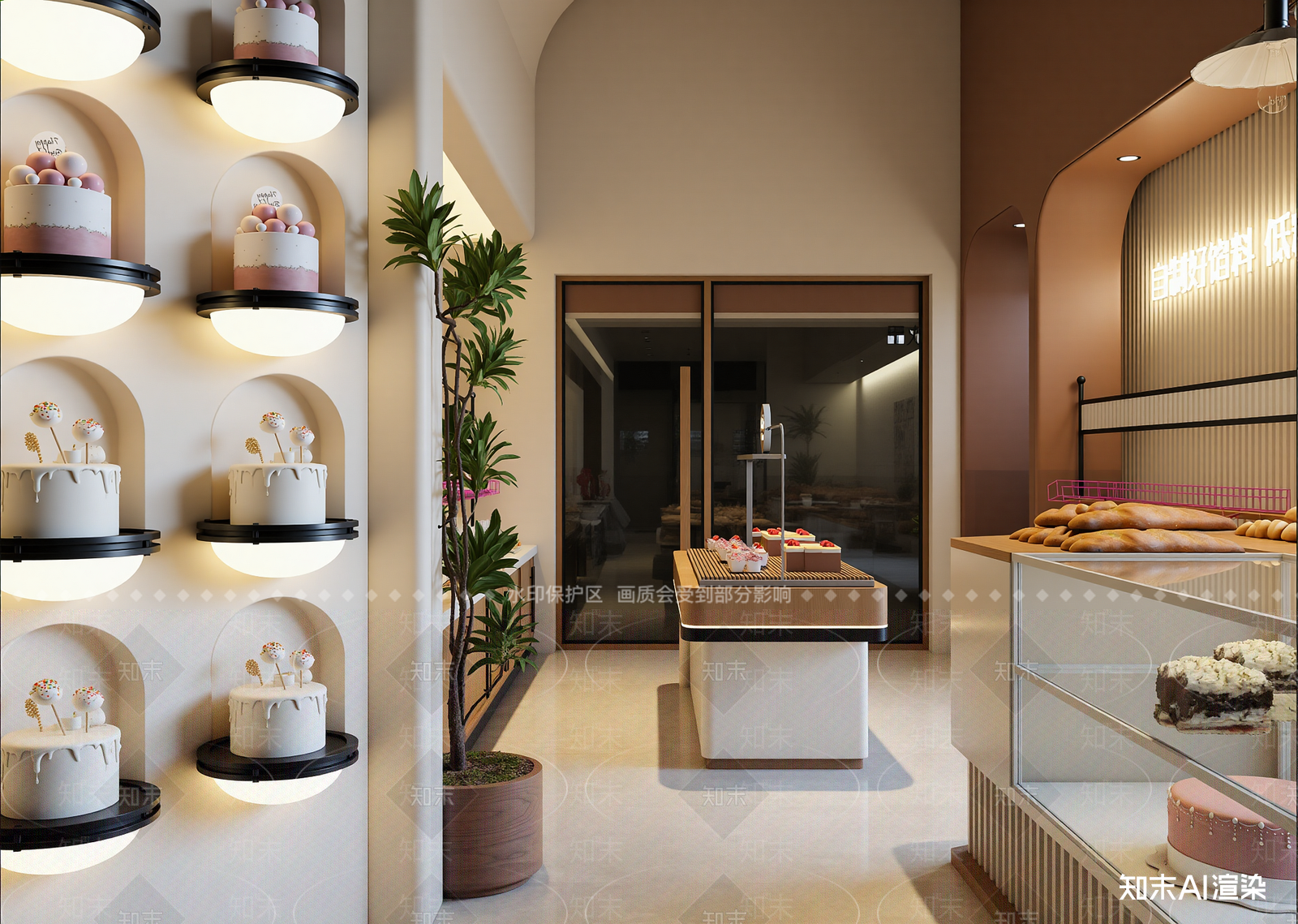奶油蛋糕店3D模型渲染效果图