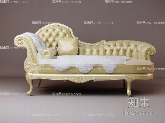 欧式简约皮质贵妃椅3D模型下载【ID:12795139】